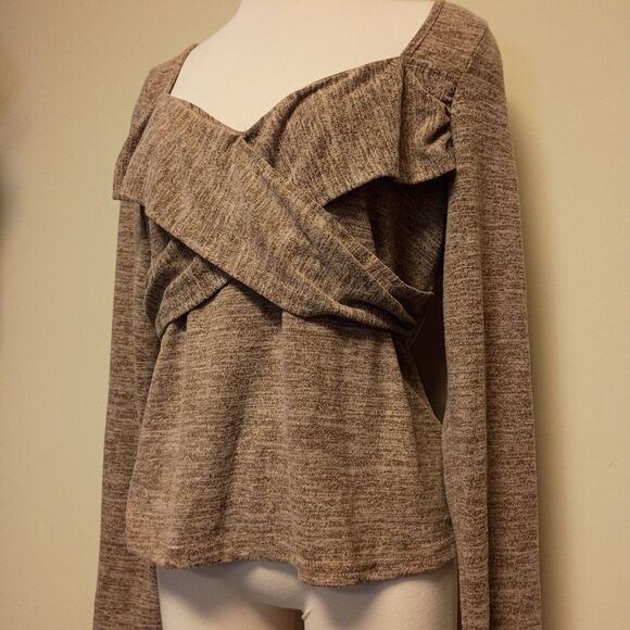 Shein Sexy Curve Taupe Criss Cross Top New - Picture 6 of 10